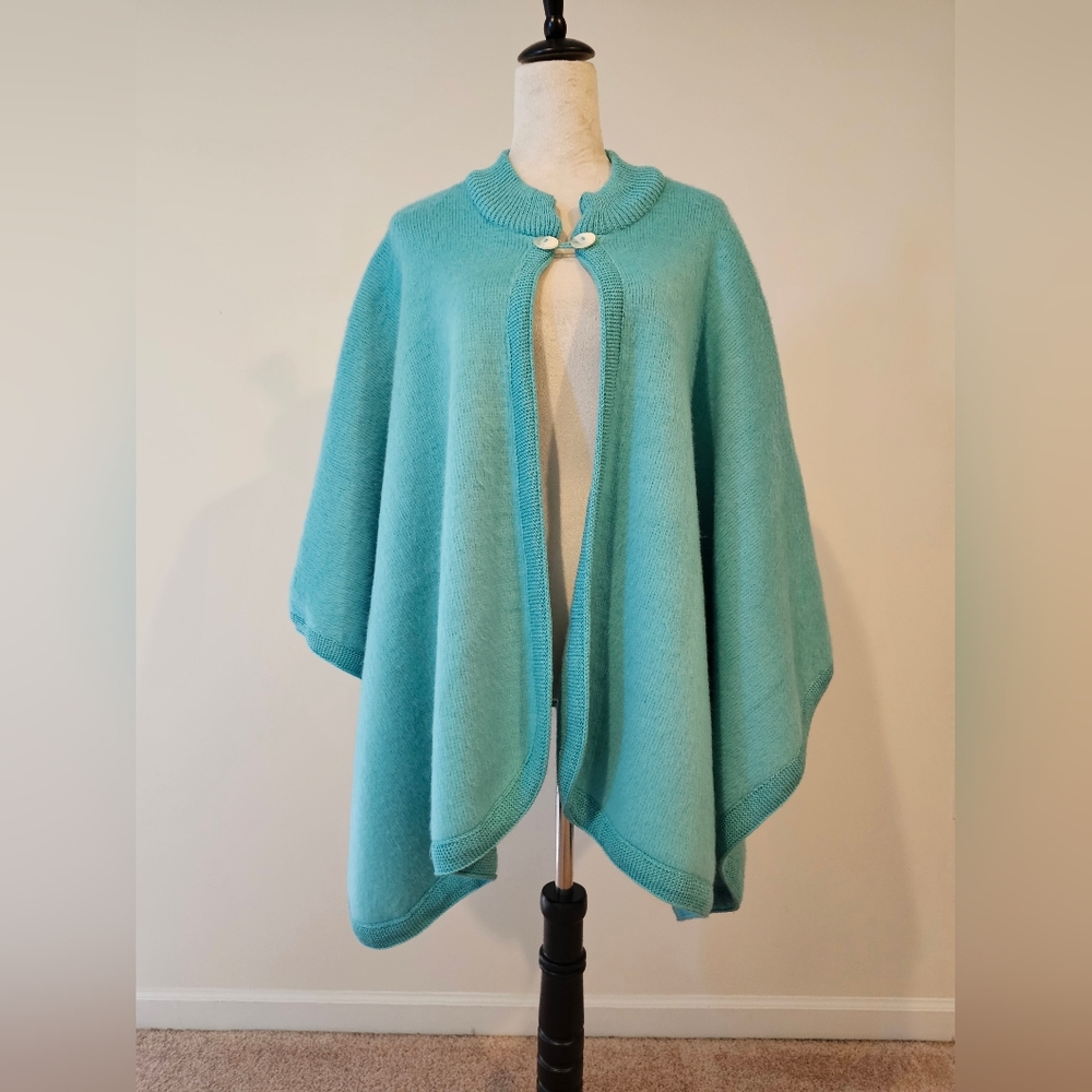 Turquoise Alpaca Poncho